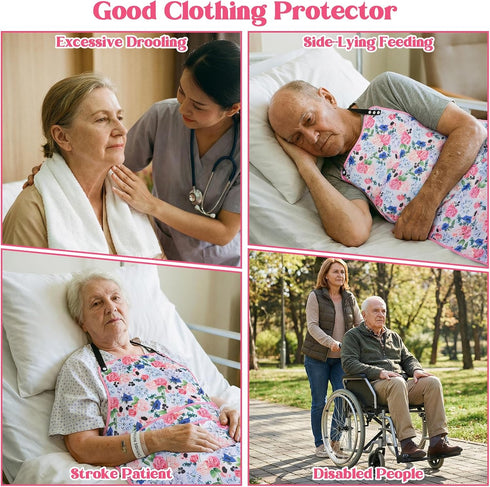 Sorcristy Adult Bib for Women, Reusable Adult Bibs for Eating with Crumb Catcher, Adjustable Bib Clothing Protectors