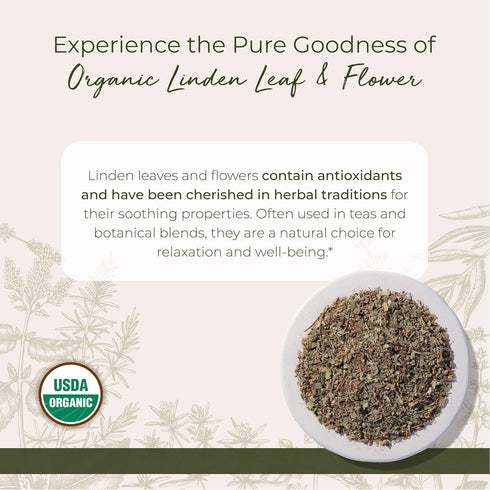 Starwest Botanicals Organic Linden Leaf & Flowers, Dried Loose Leaf Herb for Tea, 4 oz Pouch