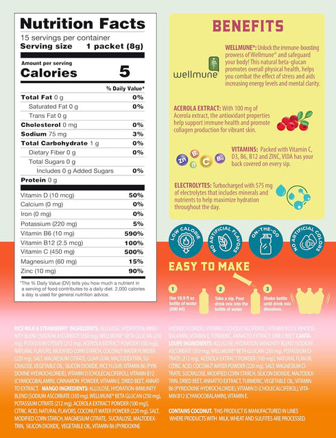 Immunity Pack Packets KLASS VIDA Hydration + Electrolyte Drink Mix Variety with Mango, Strawberry Horchata & Cantaloupe