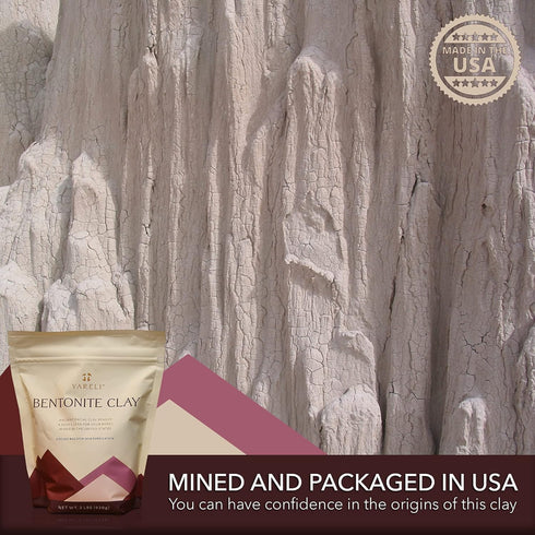 YARELI Bentonite Clay Powder - 2lb Facial Mask & Detox Bath, Indian Healing Clay
