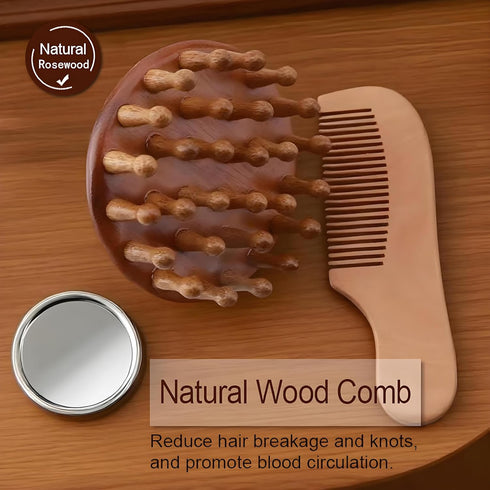 Ymcafmo Tool(2pc) Scalp Massager Brush with Bamboo Bristles, Manual Handheld Scalp Scrubber for Hair Growth, Wet