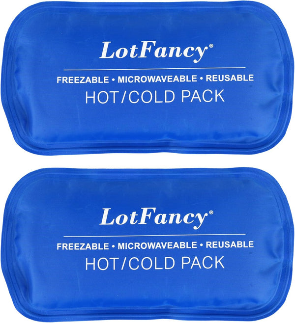 LotFancy Gel Ice Packs, 2pc Reusable Hot Cold Pack for Therapy, Heating Cooling Gel Pad, Pain Relief for Face, Head, TMJ