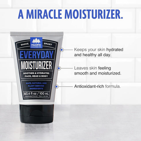 Pacific Shaving Company Everyday Moisturizer - Daily Post-Shave Cream for Men & Women with Shea Butter, Jojoba,