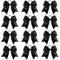 Sequin Black Cheer Bows, Caenagrion 12 PCS 7" Large Handmade Ponytail Holder for Cheerleaders