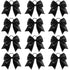 Sequin Black Cheer Bows, Caenagrion 12 PCS 7" Large Handmade Ponytail Holder for Cheerleaders