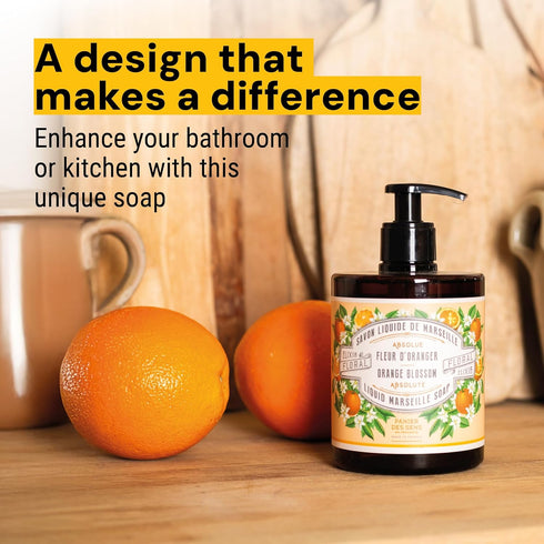 Panier des Sens Moisturizing Hand Soap - Orange Blossom Gourmand Fragrance, Refillable Kitchen & Bathroom Soap
