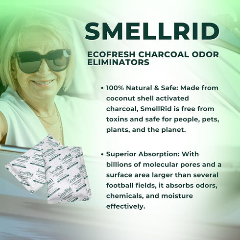 Activated Charcoal Odor Remover - 100 Pack, Mini 5g (2” x 2”) Pack Treats 2 Sq. Ft., Natural Odor Absorber
