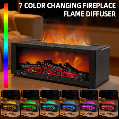 Humidifier,7 TMEHM Fireplace Flame Air Diffuser Colors Aromatherapy Essential Oil Diffuser,Ultrasonic Aroma Humidifier