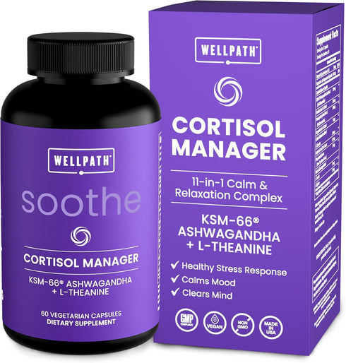 WellPath Soothe Cortisol Manager - Cortisol Supplements for Women with KSM-66 Ashwagandha