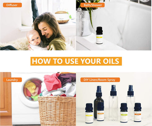 Set Pack 6, 10ml, Citrus Essential Oil - of Pure Therapeutic Grade Fruity Essential Oils includes Lemon, Grapefruit