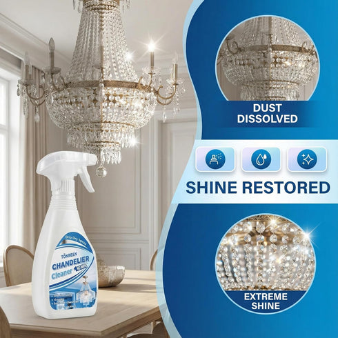 TONBEEN 10.14 oz Chandelier Cleaner Drip Dry Spray, No Wipe Formula for Crystal Chandeliers, Streak-Free Spray-On