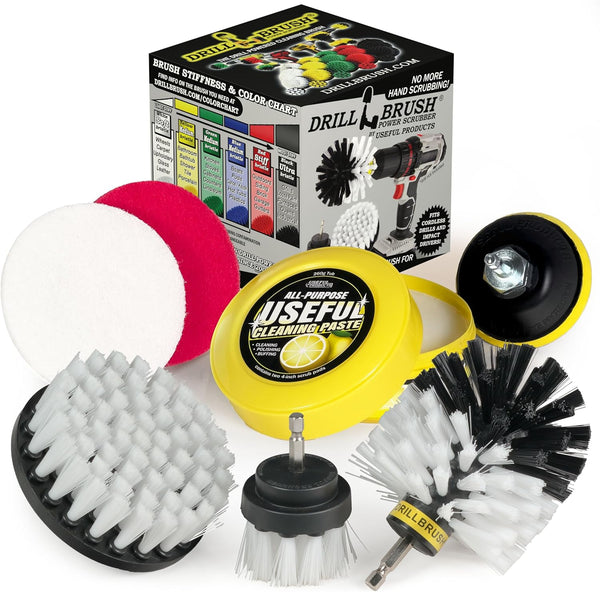 Multi Purpose Household Essentials Kit - White Soft Bristle Nylon Brush with All Purpose Cleaner Paste for Auto