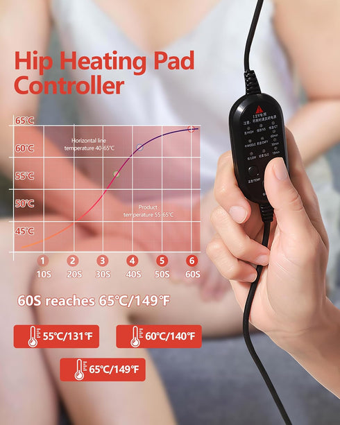 Hip Heating Pad, Electric Heated Hip Massager with Vibration, Thigh/Buttock Electric Heat Pad for Sciatica Nerve Relief