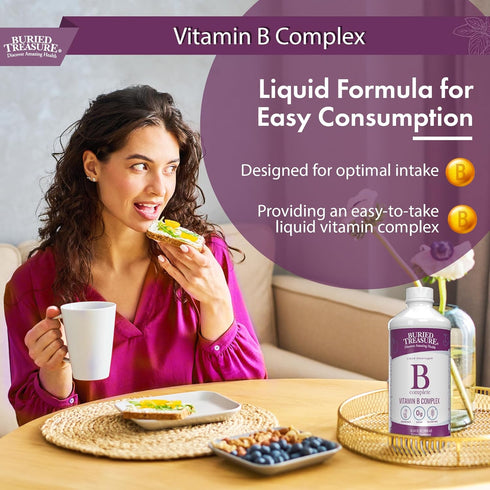 Buried Treasure B Complete | 16 Fl oz | All 8 B Vitamins with Methylated B12 & Methylfolate, Liquid & Sugar-Free