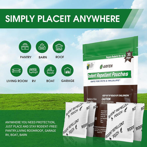 Peppermint Oil Rodent Repellent Pouches, All Natural, Plant Powered, Keep Mice Out, 10 Pouches for