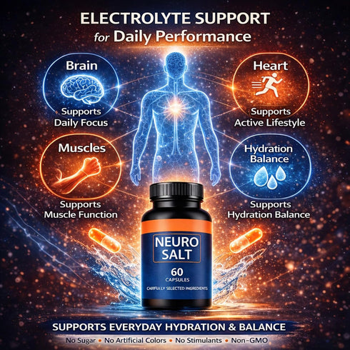 Vivikig 60 Count (1) Neuro Salt Capsules, Daily Mineral & Electrolyte Support, Clean Formula for Hydration & Balance