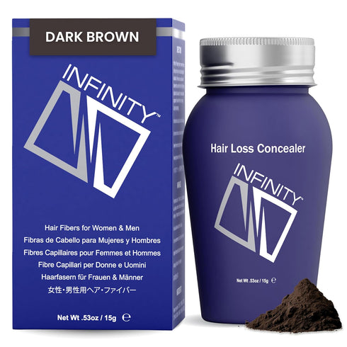INFINITY Hair Fibers Dark Brown - 100% Undetectable Hair Building Fiber Powder, 15g