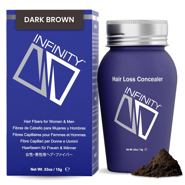 INFINITY Hair Fibers Dark Brown - 100% Undetectable Hair Building Fiber Powder, 15g