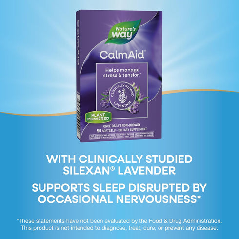 Nature's Way CalmAid - Helps Manage Stress and Tension, Clinically Studied Lavender, Non-Drowsy, 90 Softgels