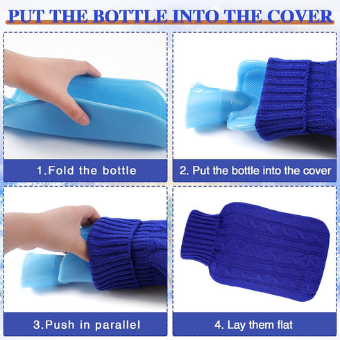 2 Pieces Hot Water Bottle Cover - Soft Knitted Sweater for Hot Compress and Cold Therapy, Ideal for Pain Relief