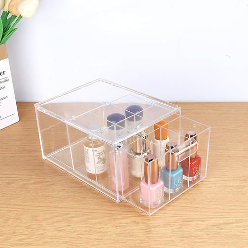 Yes!Fresh Drawer Organizer, Stackable Cosmetic Desk Organizer with Removable Partitions for Vanity Storage
