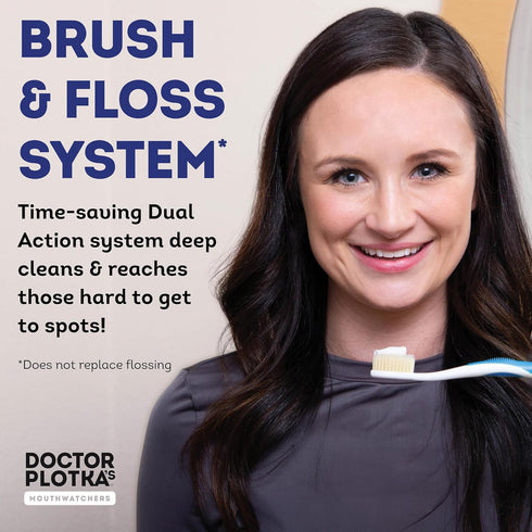 MOUTHWATCHERS Dr Plotkas Extra Soft Flossing Toothbrush, Manual Toothbrush for Adults, Good for Sensitive Teeth, 6 Pack