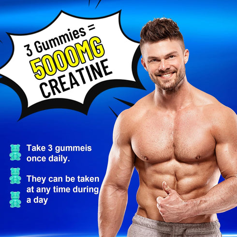 2 Pack Creatine Monohydrate Gummies 5g for Women & Men, Sugar Free Vegan Supplement for Build Muscles, Increase Energy