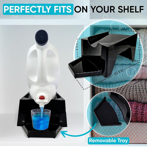 Skywin Laundry Detergent Holder Organizer with Tray - 3 Pack Soap Cup Storage Tray for Laundry Room Organization (Black)