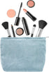 Large Zipper Corduroy Makeup Bag for Women, Travel Canvas Cosmetic Organizer, Brush Storage, Blue