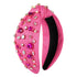 Pink Jeweled Crystal Heart Knotted Headband for Valentine's Day - Hair Accessories for Women Girls (Pink, Rhinestone