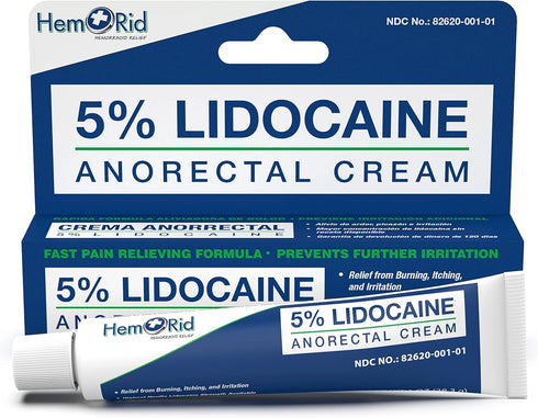 Maximum Strength Lidocaine Cream for Pain Relief, Fast-Acting Hemorrhoid Treatment with 5% Lidocaine