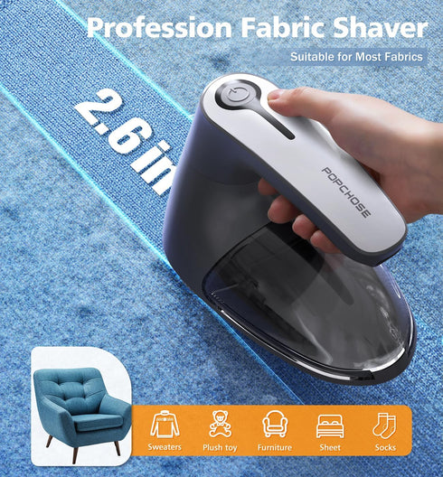 POPCHOSE Fabric Shaver, Rechargeable Lint Remover Defuzzer for Clothes, Sweater, Furniture, Couch, Cashmere (Two 6-Leaf