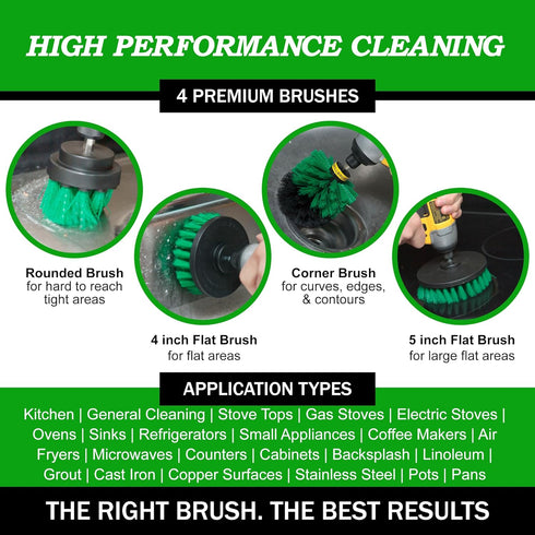 Set Set- Kitchen Drill Brush - Drill Powered Cleaning Tools for Stainless Steel Sink, Copper Sink, Stove Top, Oven