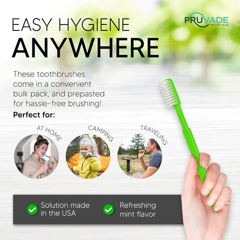 144 Pack Disposable Toothbrushes with Toothpaste, Prepasted, Individually Wrapped, Soft Bristles for Travel