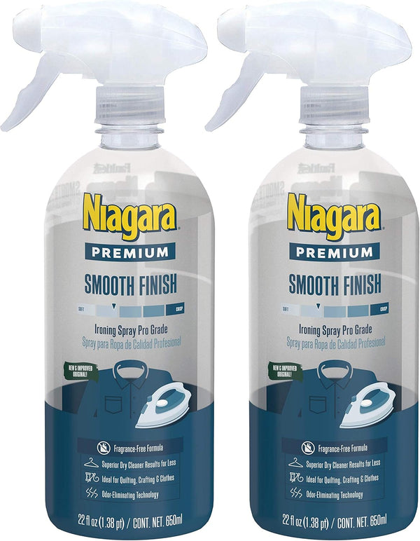 NIAGARA Spray Starch (22 Oz, 2 Pack): Trigger Pump Liquid Starch for Ironing, Non-Aerosol, Biodegradable Ingredients