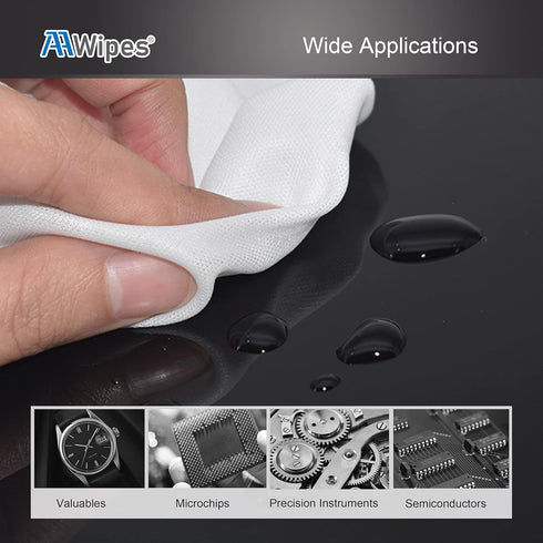 AAwipes Knitted Microfiber Cleanroom Wipers - 9"x9" Bag of 100 Pcs, Lint Free Cloths for Fiber Optics