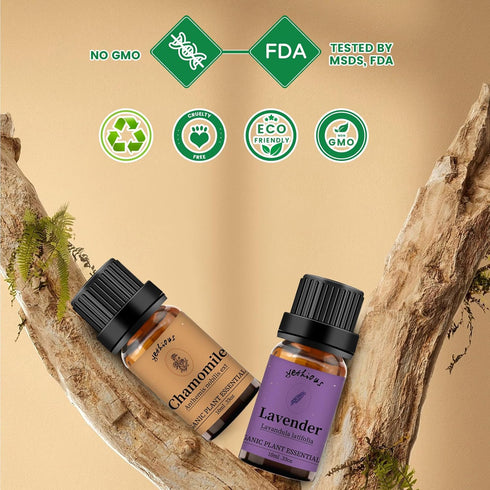 yethious Chamomile Lavender Essential Oil Set, Organic Aromatherapy Oils for Diffuser, 2 Pack 10ML