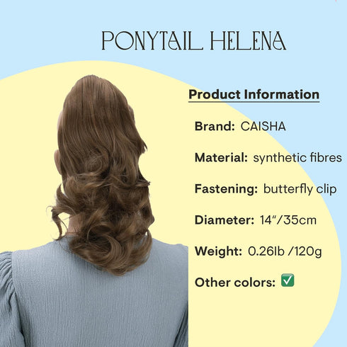 PRETTYSHOP 14" Hair Piece Ponytail Extension, Straight Light Curled, Heat-Resisting, Medium Brown H85_12