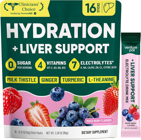 Venture Pal Hydration Packets + Liver Support- Liquid Daily IV Electrolyte Powder