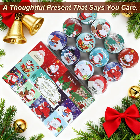 Obcxin 12 Pack, 100% Christmas Scented Candle Gift Christmas Candles for Home Scented, Natural Soy Wax Long Lasting Jar