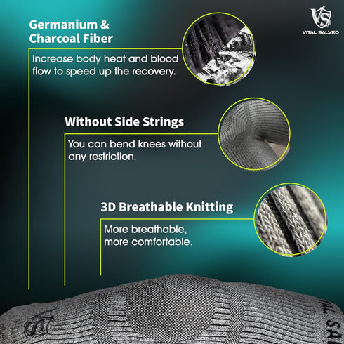 VITAL SALVEO Knee Sleeve-Knee Brace C3-COMFORT for Joint Pain Relief, Germanium and Charcoal Yarn for Men and Women
