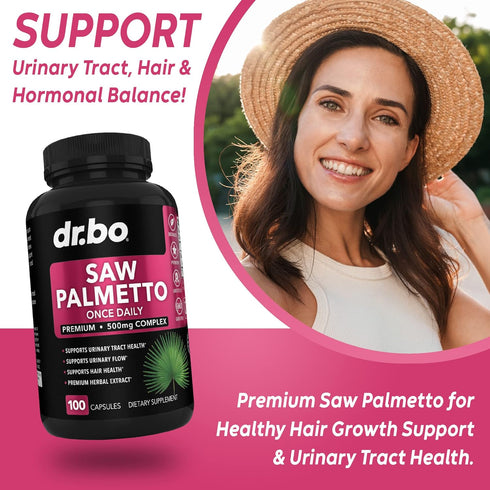 Saw Palmetto for Women Hair Loss, DHT Blocker for Hair Growth, Bladder Control Supplements Complex, Capsules