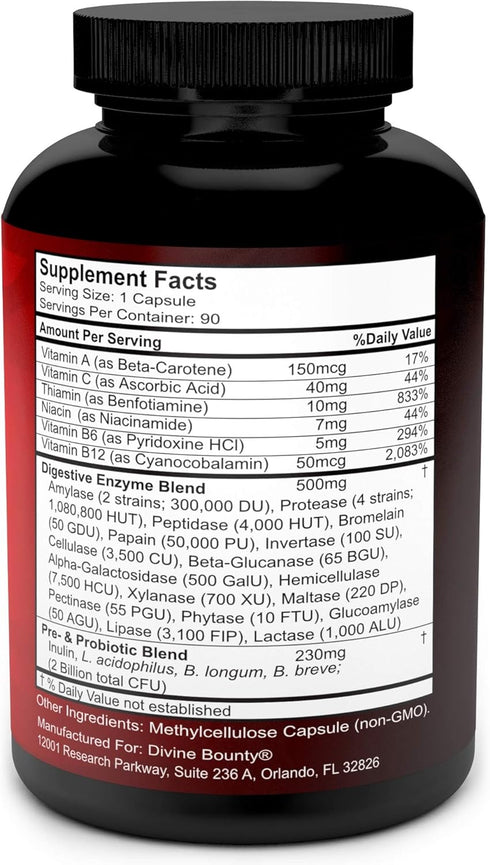Digestive Enzymes with Probiotics & Prebiotics, 90 Vegetarian Capsules for Healthy Digestive Tract