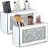 Tanlade 2 Pcs Mirrored Makeup Brush Holder, Crushed Diamond Crystals Organizer for Vanity and Desk