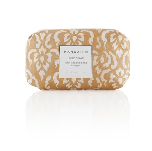 Zents Triple-Milled Luxe Bar Soap, Mandarin Fragrance, 5.7 oz | Moisturizing Soap with Organic Shea Butter