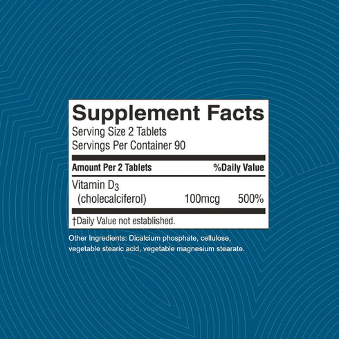 Nature's Sunshine Vitamin D3, 180 Tablets, Supports Bone Health & Overall Health, May Improve Mood