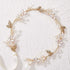 SWEETV Handmade Wedding Headband, Flower-Leaf Bridal Headpieces for Wedding Hair Accessories
