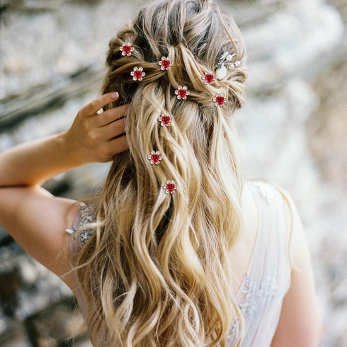 YISSION 20Pcs Mini Rose Flower Hair Clips - Cute Rhinestone Hair Pins Small Decorative Hair Clips for Girls Women
