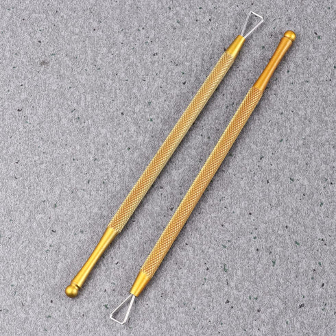 KALLORY Metal Cuticle Pusher Set, Stainless Triangle Nail Scraper Gel Polish Remover Tool (4 Pcs, Silver)
