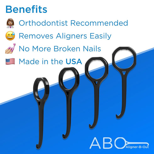Aligner-B-Out v2 | Black 4 Pack | Invisalign Remover Tool & Aligner Remover for All Aligners